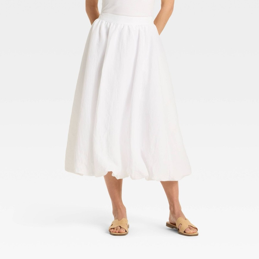 Women's Midi A-Line Skirt - A New Day - White.  Size L.  Brand new.